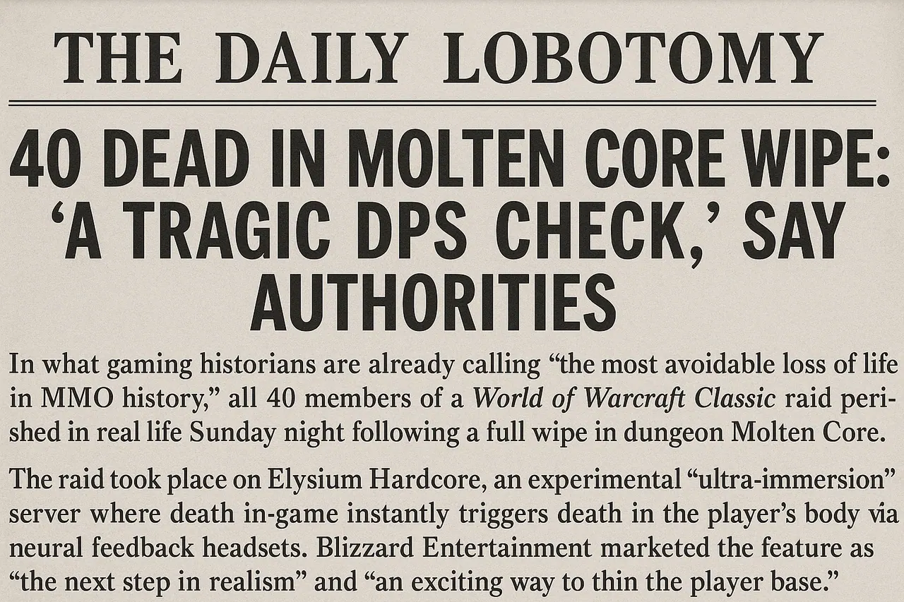 40 Dead in Molten Core Wipe: ‘A Tragic DPS Check,’ Say Authorities